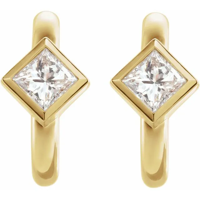 14K Yellow Gold 1/3 CTW Natural Diamond Huggie Hoop Earrings