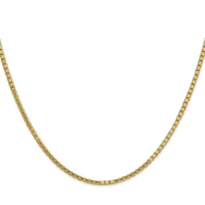 14k Yellow Gold 1.90mm Polish Solid Box Chain