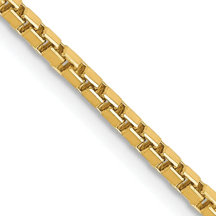 14k Yellow Gold 1.90mm Polish Solid Box Chain