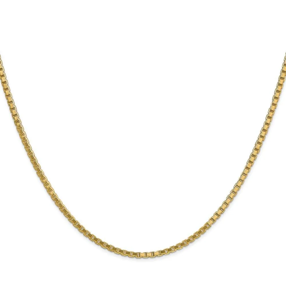 14k Yellow Gold 1.90mm Polish Solid Box Chain