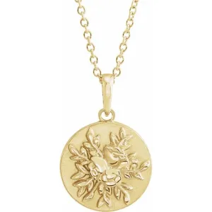 14K Yellow Gold 19.1x12 mm Floral 16-18" Necklace