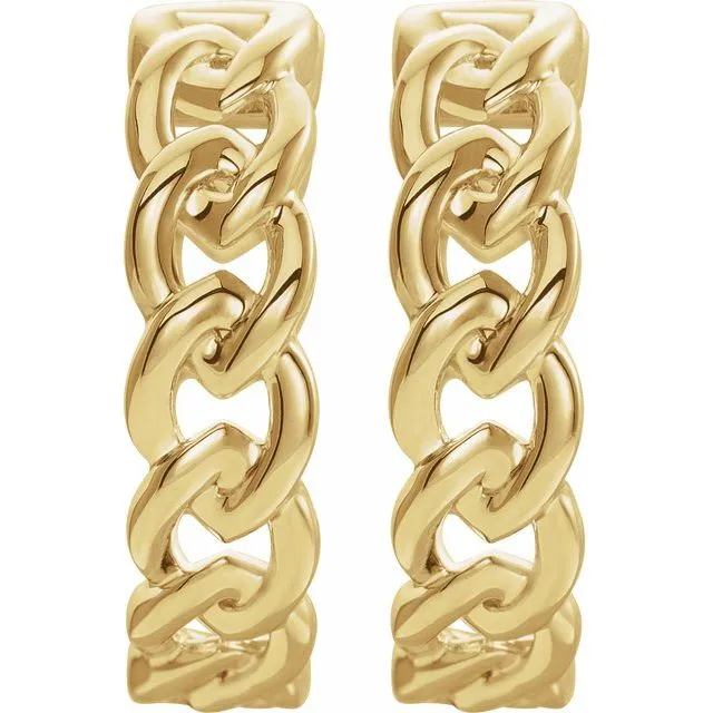 14K Yellow Gold 19.6 mm Chain Link Hoop Earrings