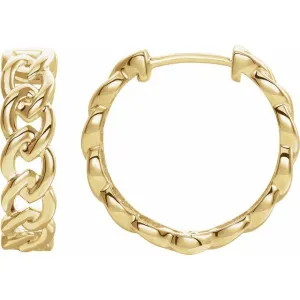 14K Yellow Gold 19.6 mm Chain Link Hoop Earrings