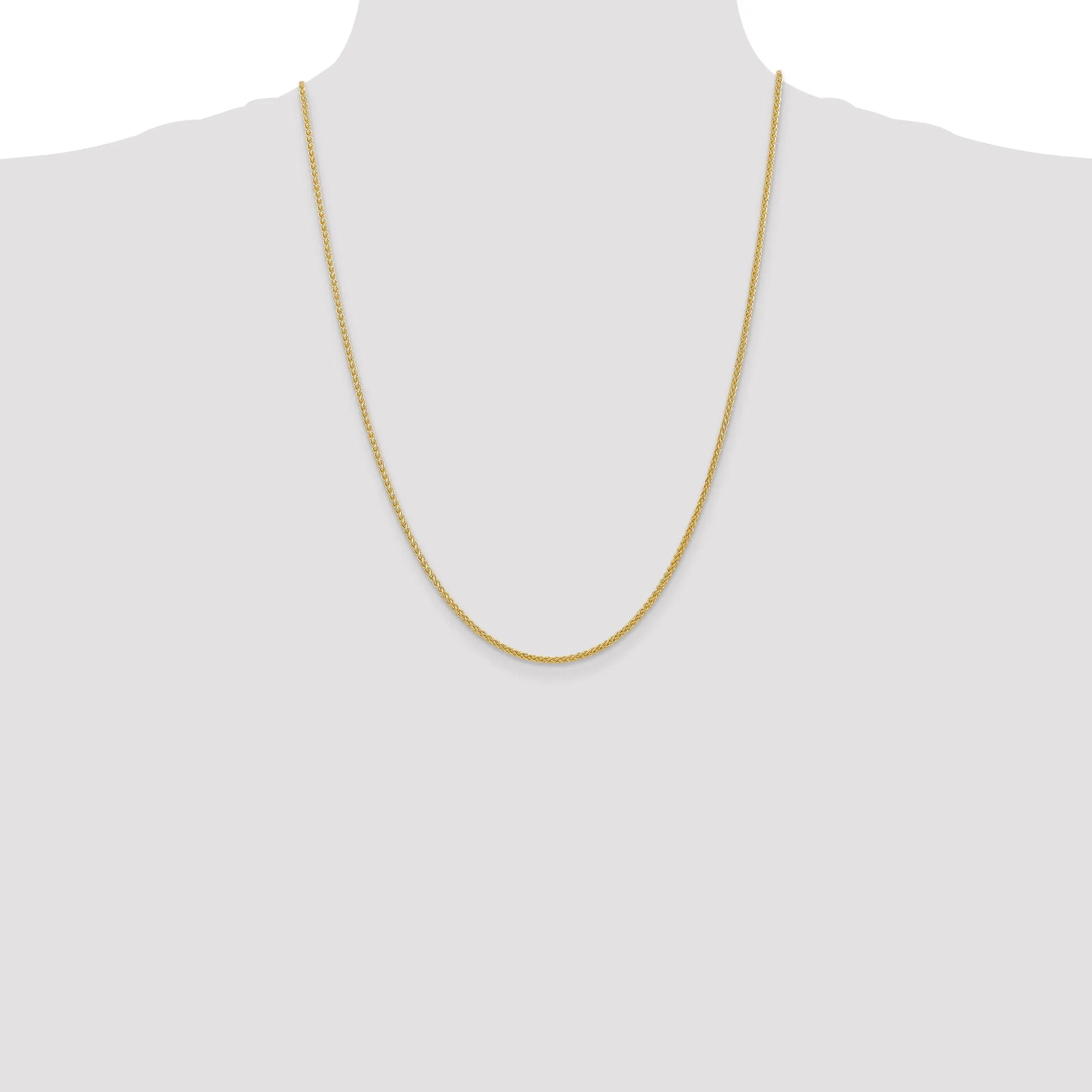 14k Yellow Gold 2.00-mm Hollow Wheat Chain