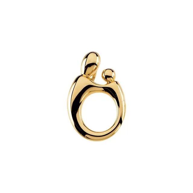 14K Yellow Gold 20.25x13.5 mm Mother and Child® Slide Pendant