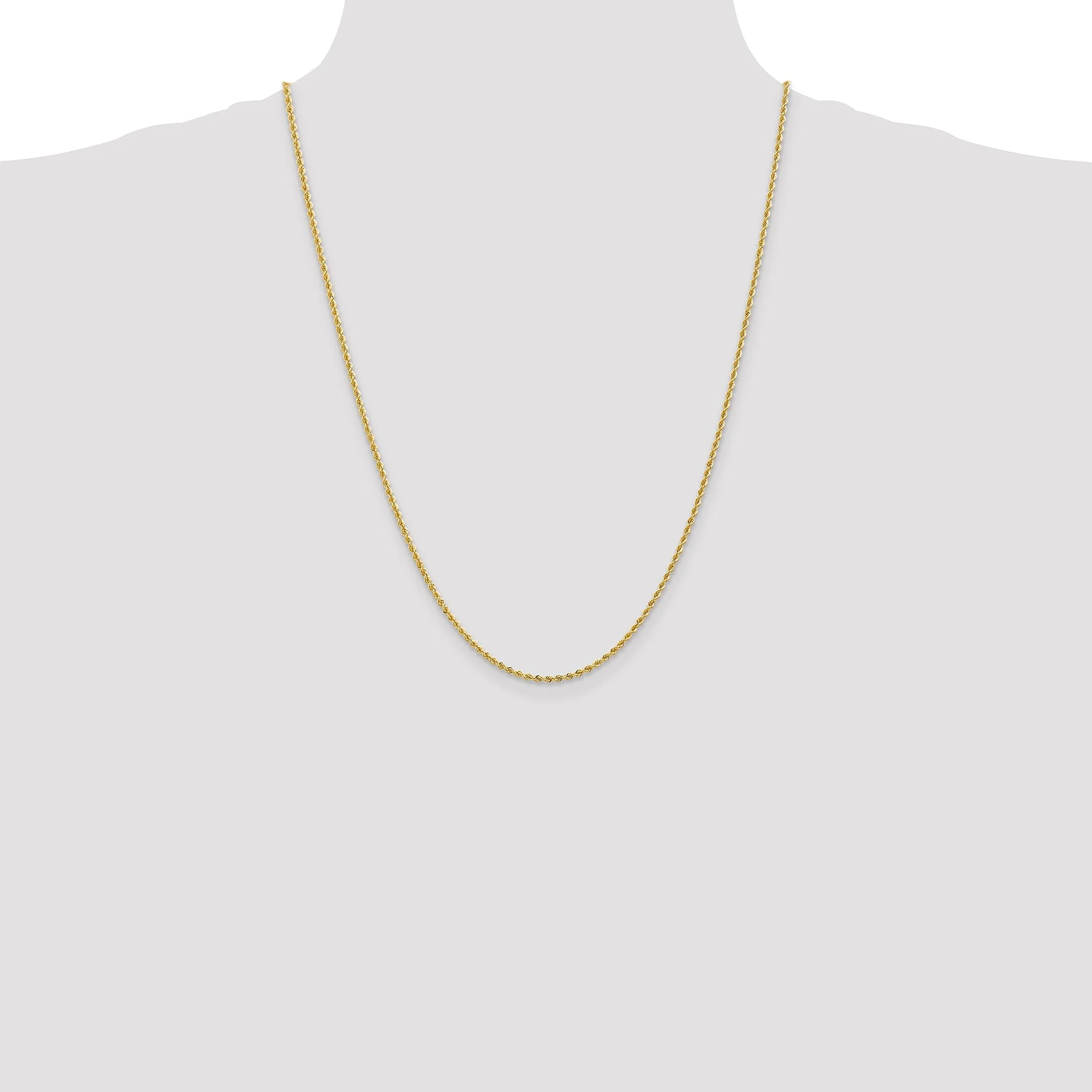 14k Yellow Gold 2.0mm Solid Rope Chain