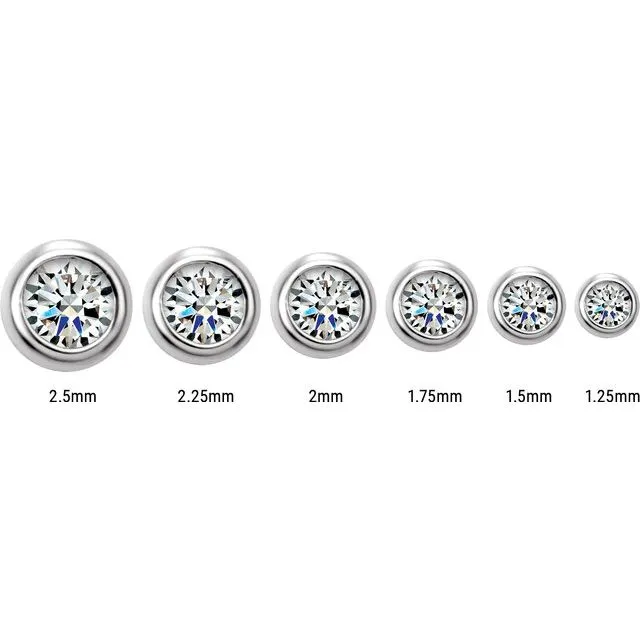14K Yellow Gold 2.5 mm Round Natural Pink Tourmaline Micro Bezel Single Stud Earring