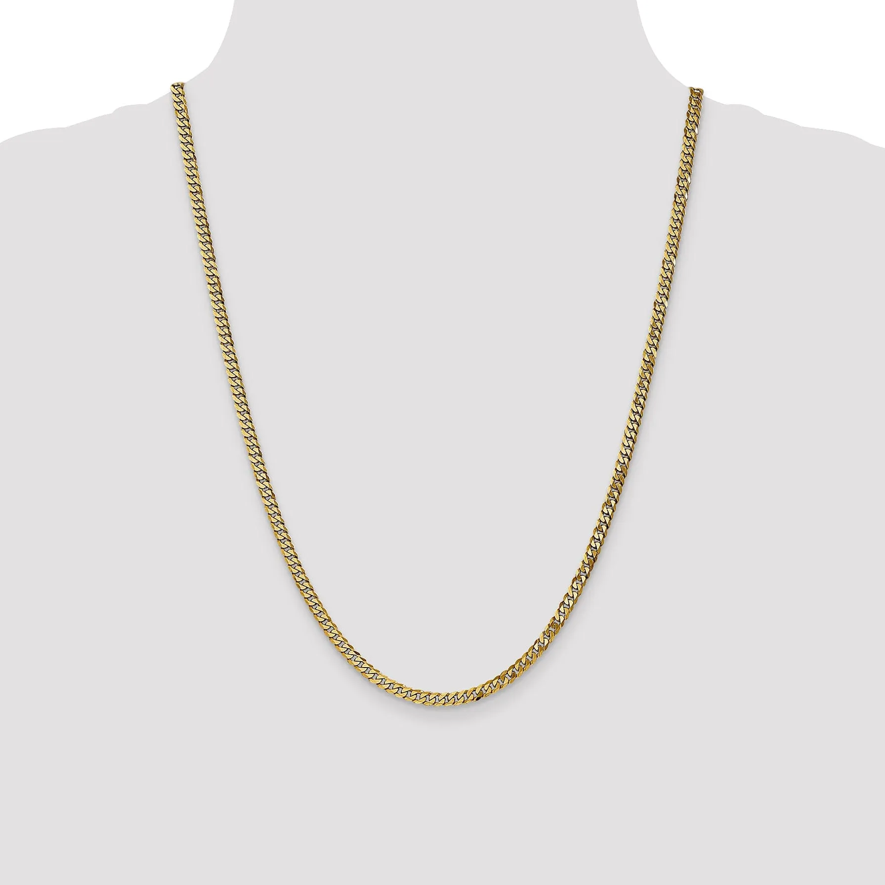 14k Yellow Gold 3.9mm Flat Beveled Curb Chain