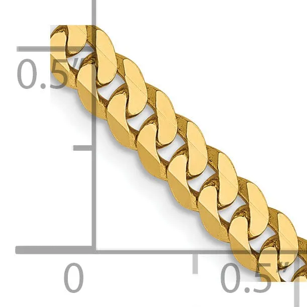 14k Yellow Gold 3.9mm Flat Beveled Curb Chain