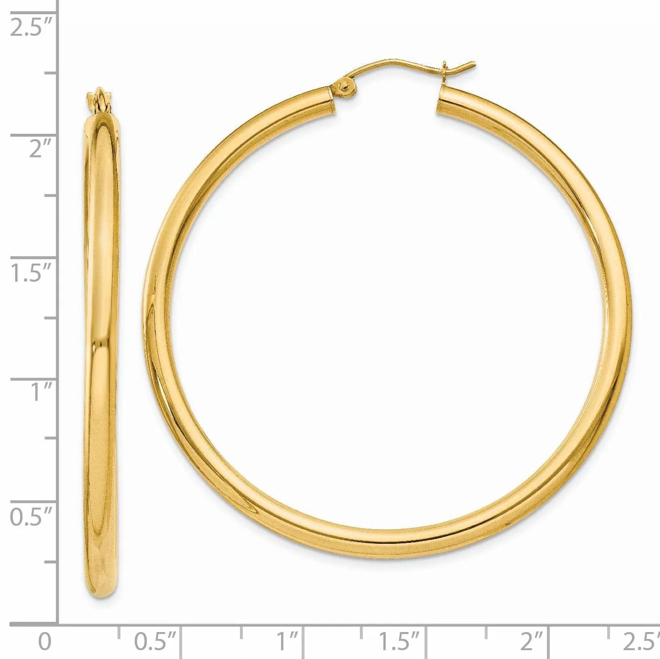14k Yellow Gold 3MM Light Tube Hoop Earrings