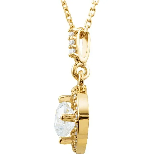 14K Yellow Gold 5/8 CTW Natural Diamond Halo-Style 18" Necklace