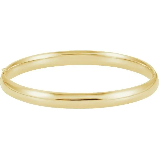 14K Yellow Gold 6.5 mm Hinged Bangle Bracelet