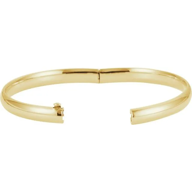 14K Yellow Gold 6.5 mm Hinged Bangle Bracelet