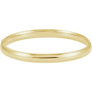 14K Yellow Gold 6.5 mm Hinged Bangle Bracelet