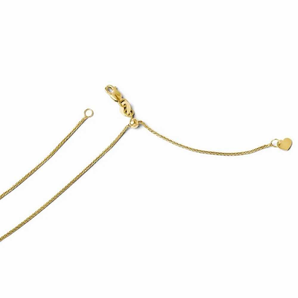 14k Yellow Gold Adjustable Wheat Chain