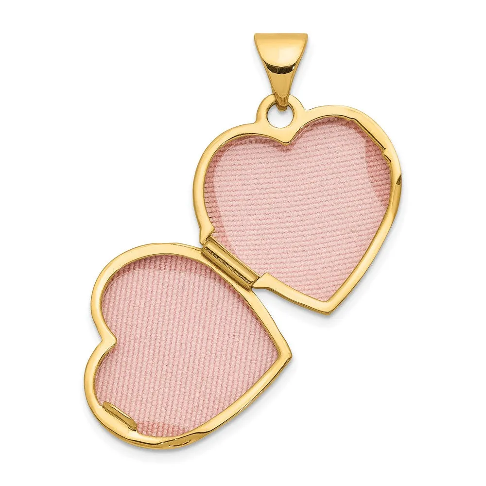 14k Yellow Gold & Rhodium w/ White Gold Rhodium 15mm Heart Foot Prints Locket