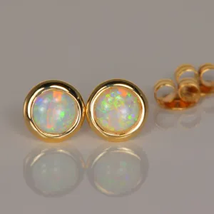 14k Yellow Gold Australian Opal Earrings .62 Carats
