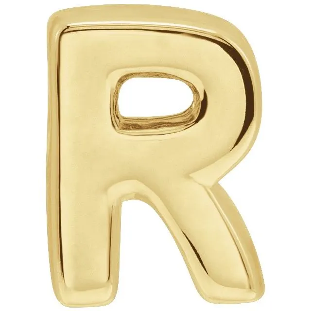 14K Yellow Gold Block Initial R Slide Pendant