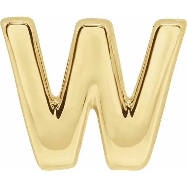 14K Yellow Gold Block Initial W Slide Pendant