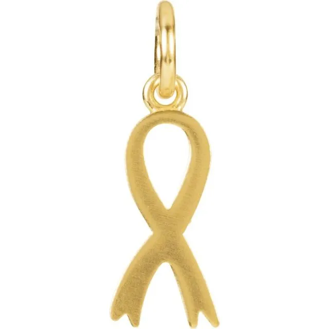 14K Yellow Gold Breast Cancer Awareness Ribbon Charm
