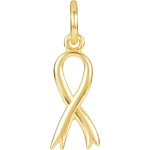 14K Yellow Gold Breast Cancer Awareness Ribbon Charm