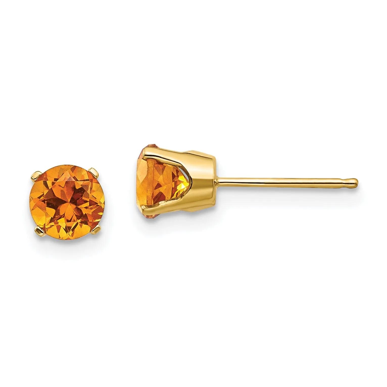 14k Yellow Gold Citrine Birthstone Earrings