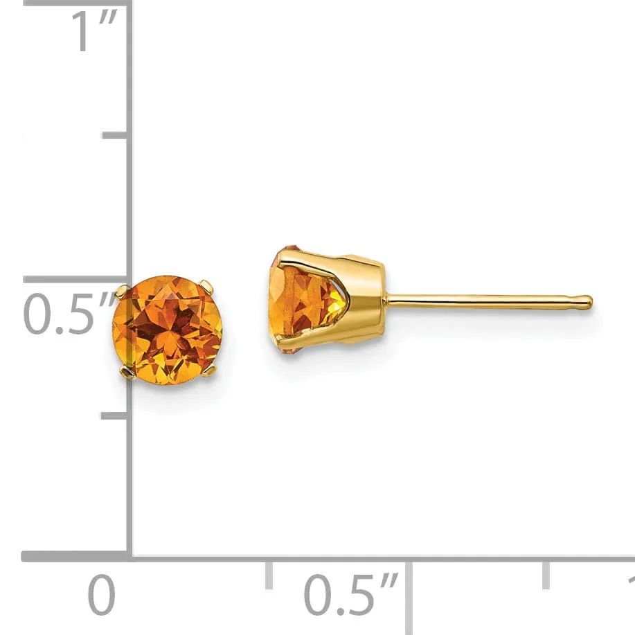 14k Yellow Gold Citrine Birthstone Earrings