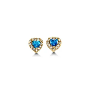 14K Yellow Gold (December) Birthstone Baby CZ Heart Stud Earrings