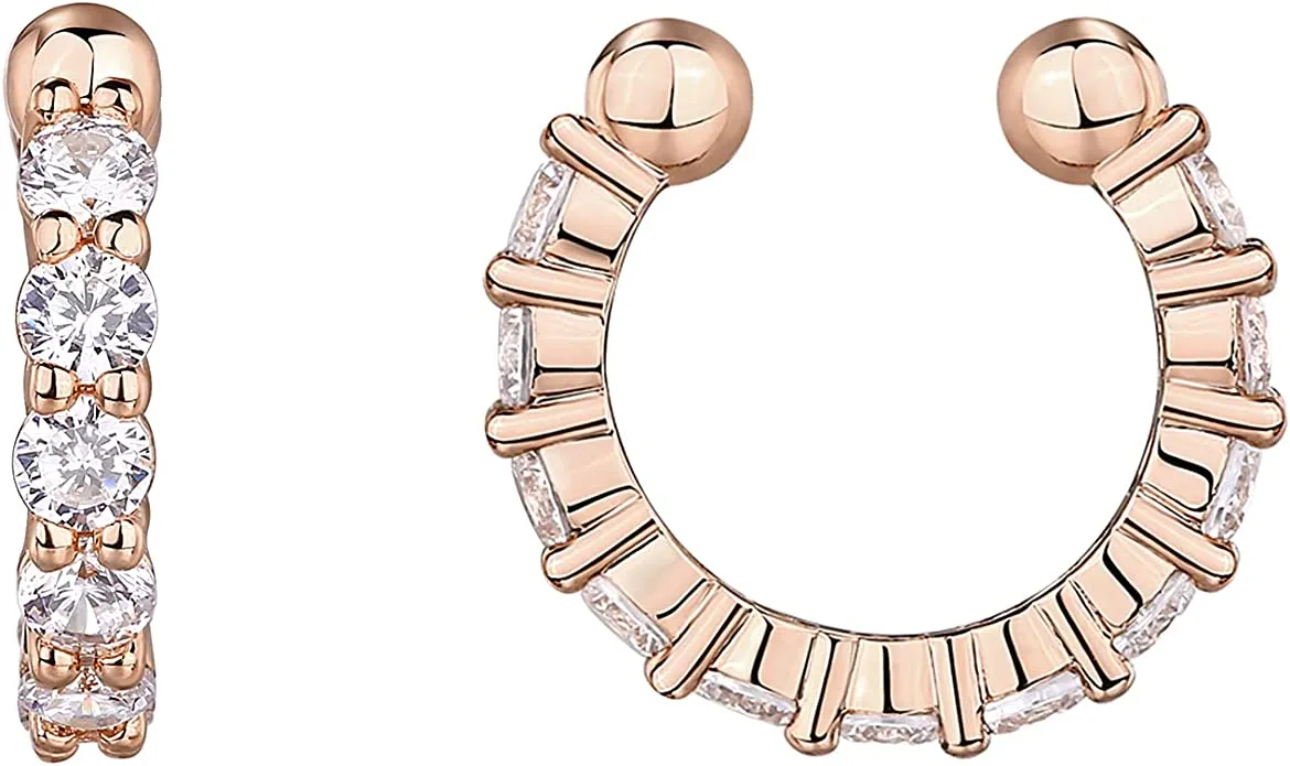 14k Yellow Gold Diamonds Ear Cuff Earrings