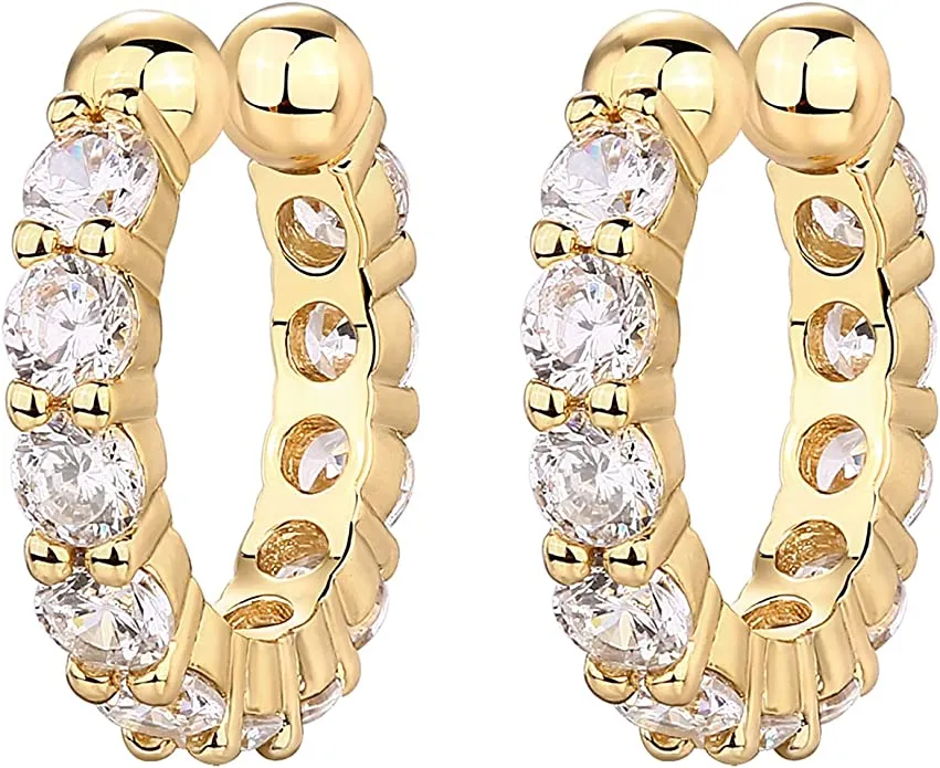 14k Yellow Gold Diamonds Ear Cuff Earrings