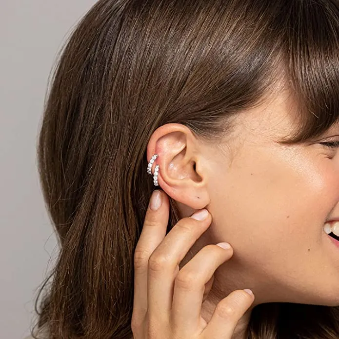 14k Yellow Gold Diamonds Ear Cuff Earrings