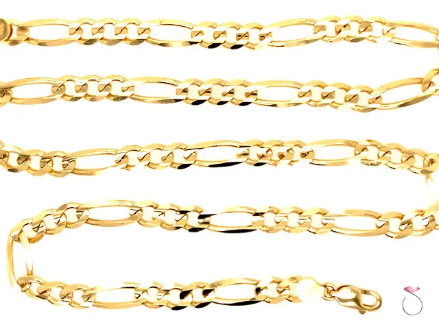 14K Yellow Gold Figaro Chain, 7mm 24"