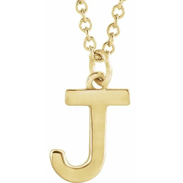 14K Yellow Gold Initial J Dangle 16" Necklace