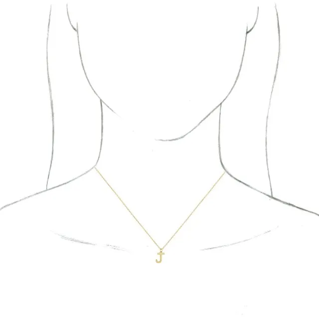 14K Yellow Gold Initial J Dangle 16" Necklace