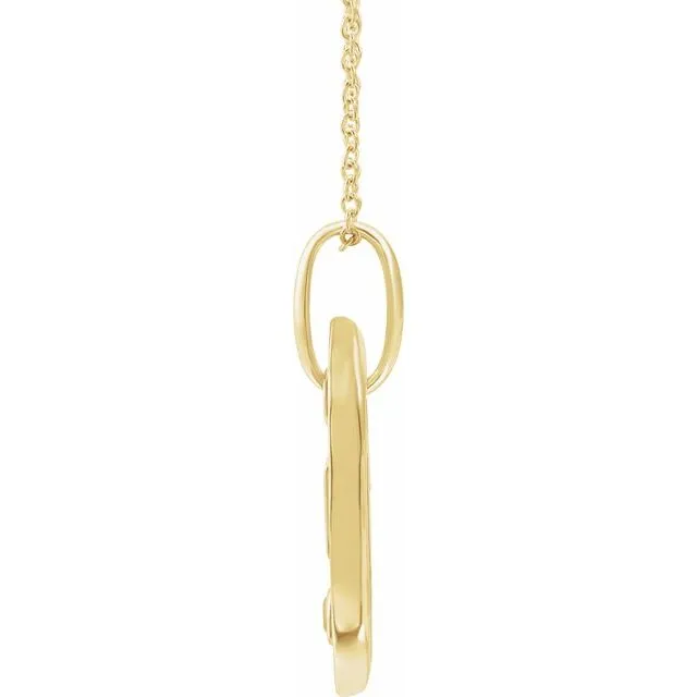 14K Yellow Gold Initial L .05 CT Natural Diamond 16-18" Necklace