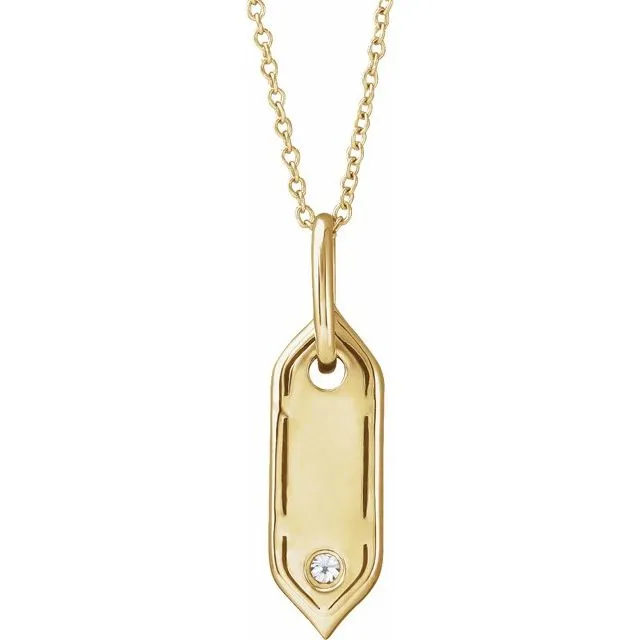 14K Yellow Gold Initial L .05 CT Natural Diamond 16-18" Necklace