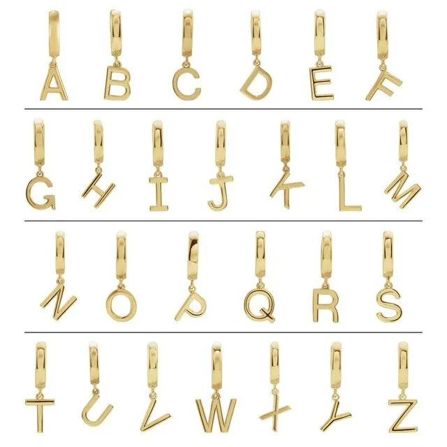 14K Yellow Gold Initial P Hinged Huggie Earring