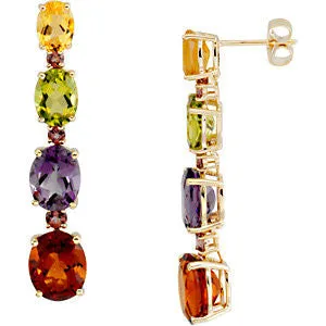 14k Yellow Gold Multi-Gemstone Earrings