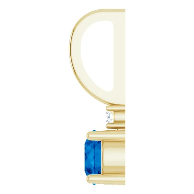 14K Yellow Gold Natural Blue Sapphire & .015 CT Natural Diamond Charm/Pendant