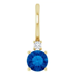 14K Yellow Gold Natural Blue Sapphire & .015 CT Natural Diamond Charm/Pendant