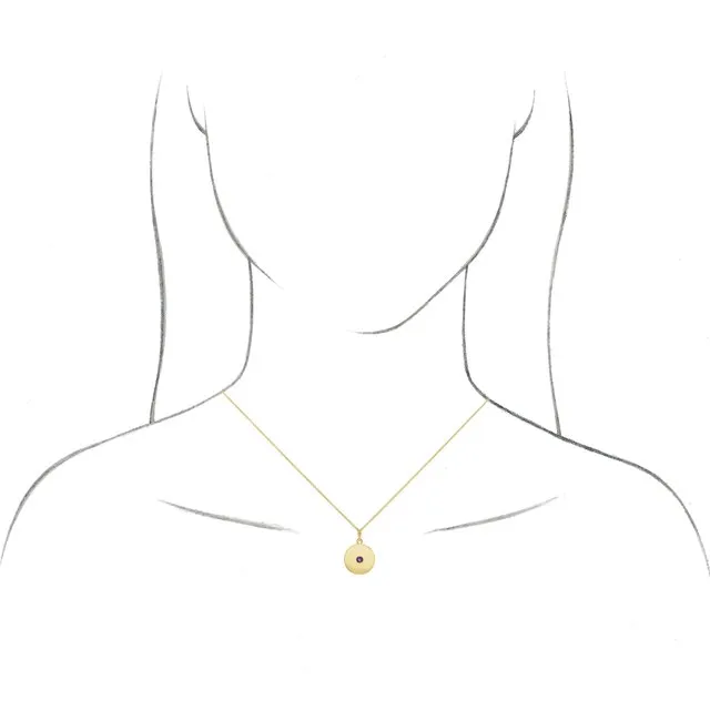 14K Yellow Gold Natural Sky Blue Topaz Disc 16-18" Necklace