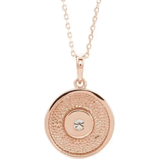14K Yellow Gold Natural Sky Blue Topaz Disc 16-18" Necklace