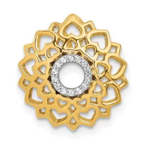 14k Yellow Gold Open Back Polished Finish 0.042-CT Diamond Sahasrara Crown Chakra Chain Slide Pendant Will Not fit Omega Chain