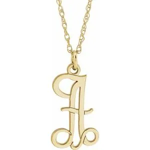 14K Yellow Gold-Plated Sterling Silver Script Initial A 16-18" Necklace