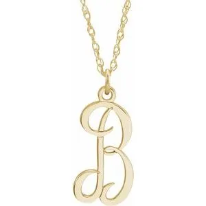 14K Yellow Gold-Plated Sterling Silver Script Initial B 16-18" Necklace