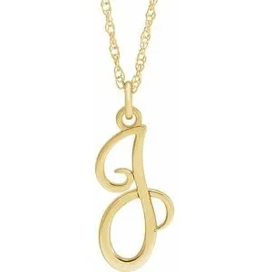 14K Yellow Gold-Plated Sterling Silver Script Initial J 16-18" Necklace
