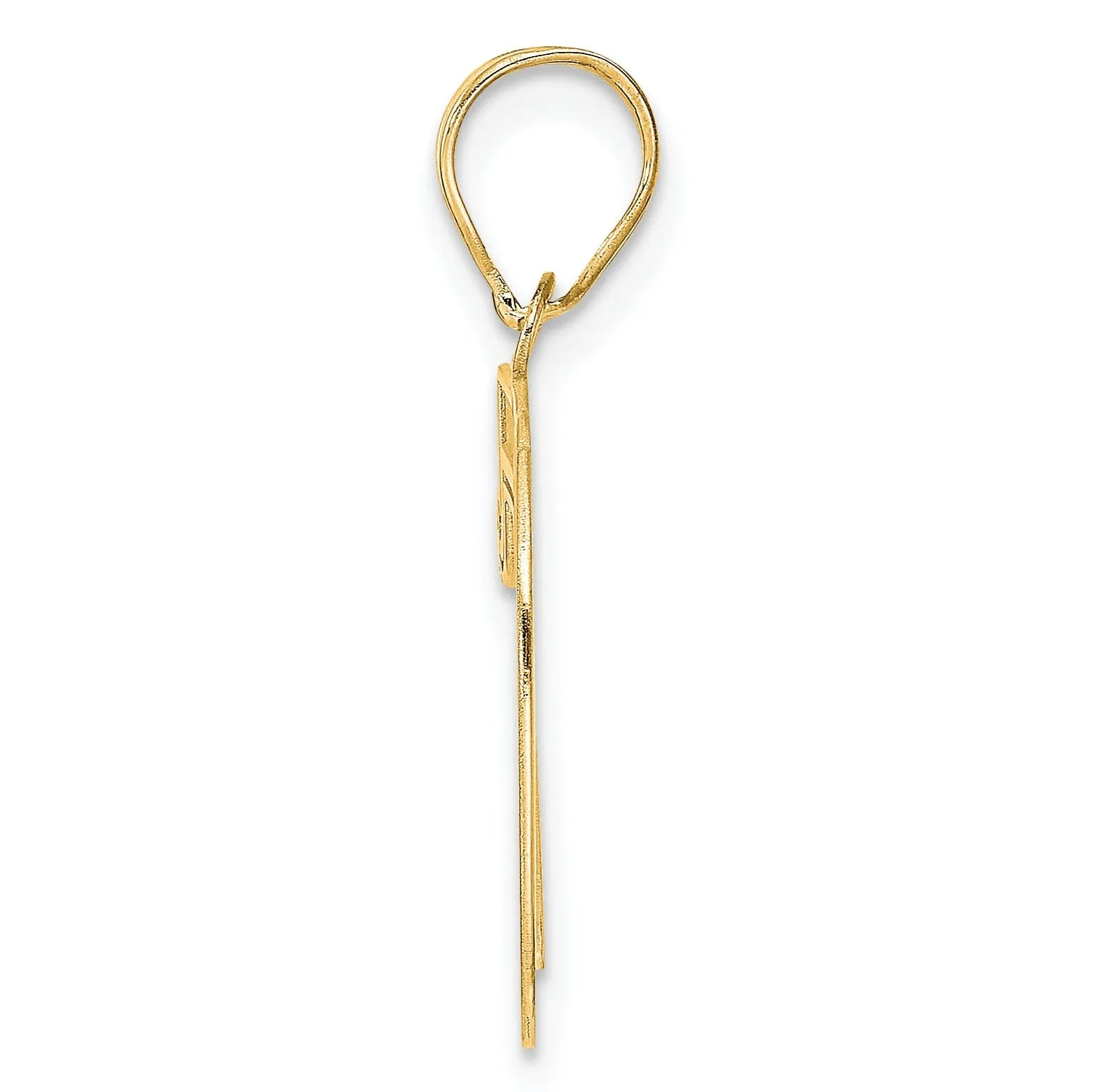 14k Yellow Gold Polished Etched Finish Number 70 Charm Pendant