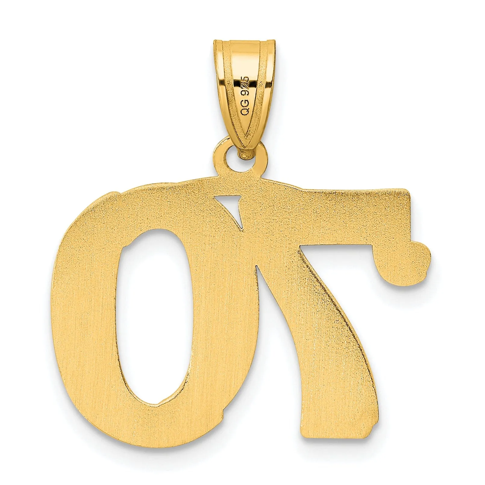 14k Yellow Gold Polished Etched Finish Number 70 Charm Pendant