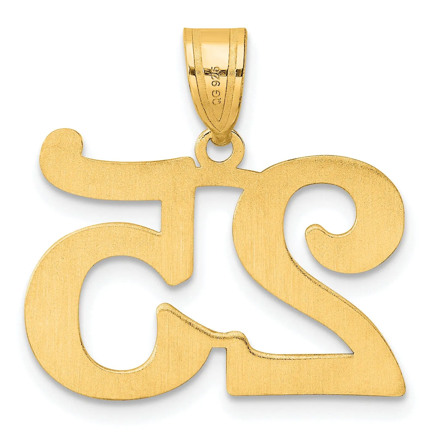 14k Yellow Gold Polished Finish Number 25 Charm Pendant