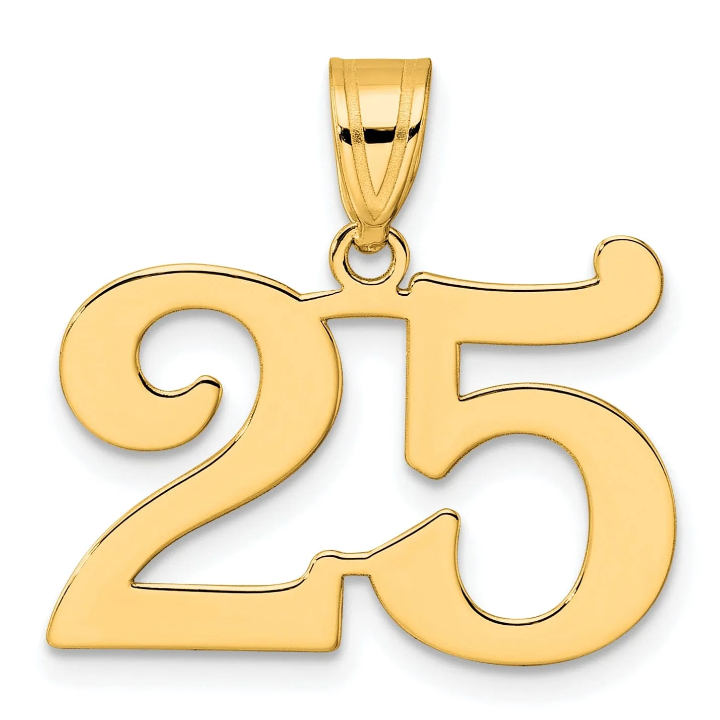 14k Yellow Gold Polished Finish Number 25 Charm Pendant